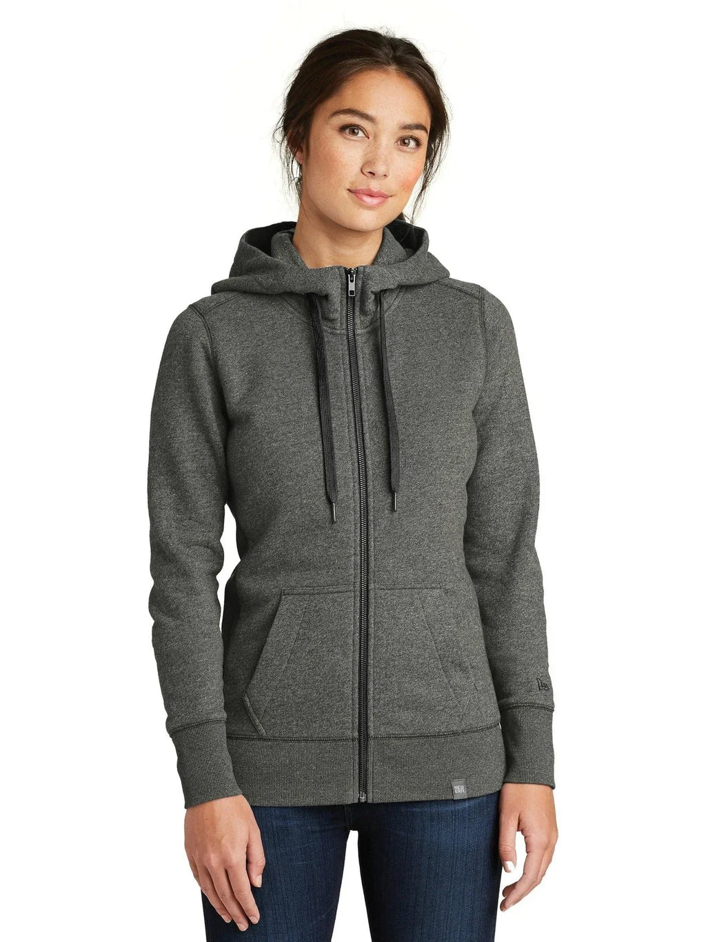 New Era Women's French Terry Full-Zip Hoodie with custom logo embroidery