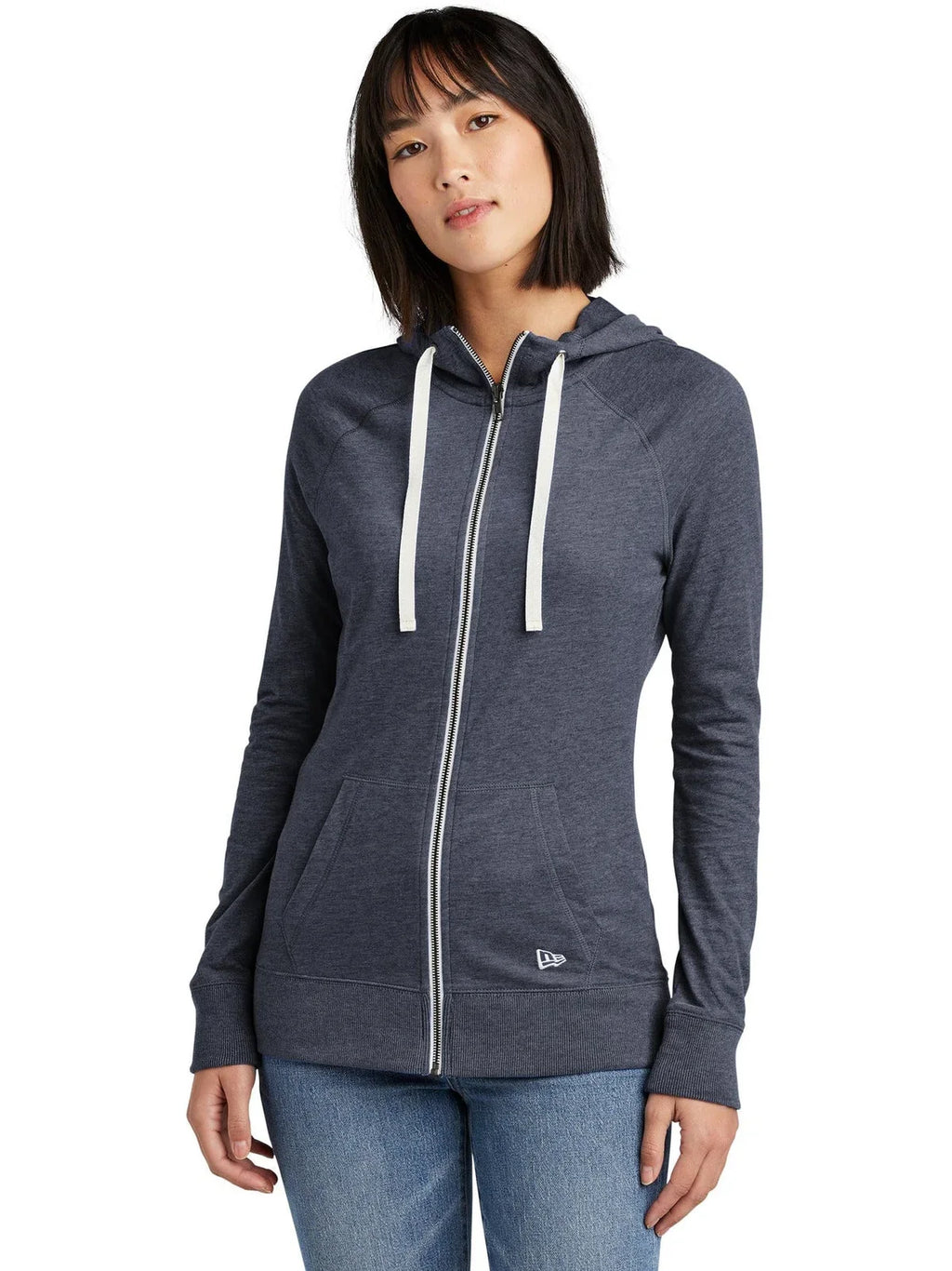 New Era Women's Sueded Cotton Blend Full-Zip Hoodie with custom logo embroidery
