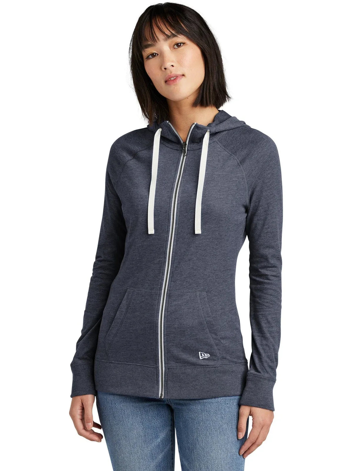 New Era Women's Sueded Cotton Blend Full-Zip Hoodie with custom logo embroidery