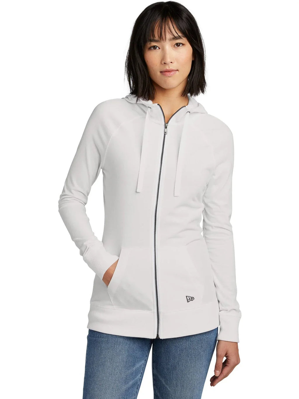 New Era Women's Sueded Cotton Blend Full-Zip Hoodie with custom logo embroidery