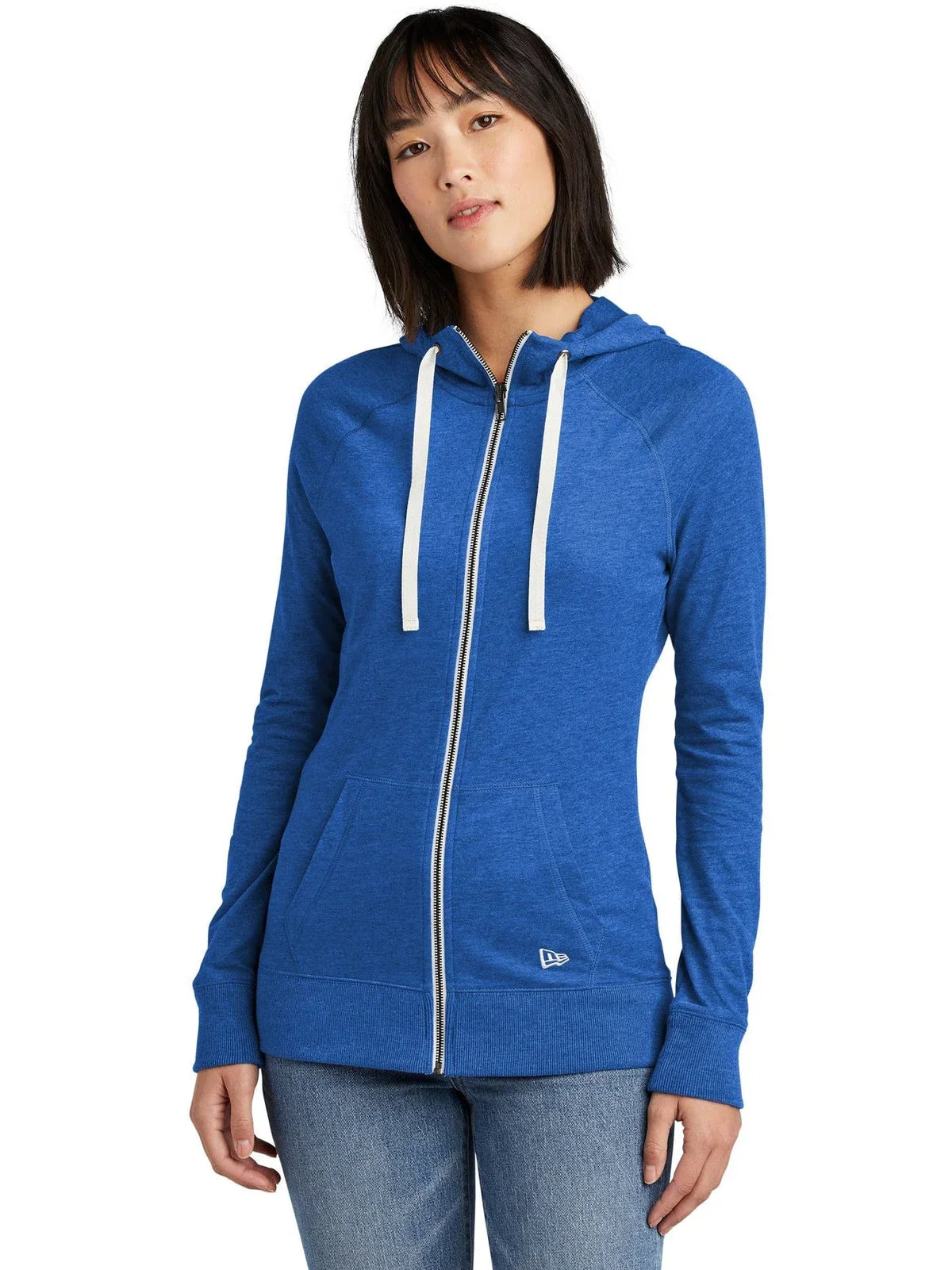 New Era Women's Sueded Cotton Blend Full-Zip Hoodie with custom logo embroidery