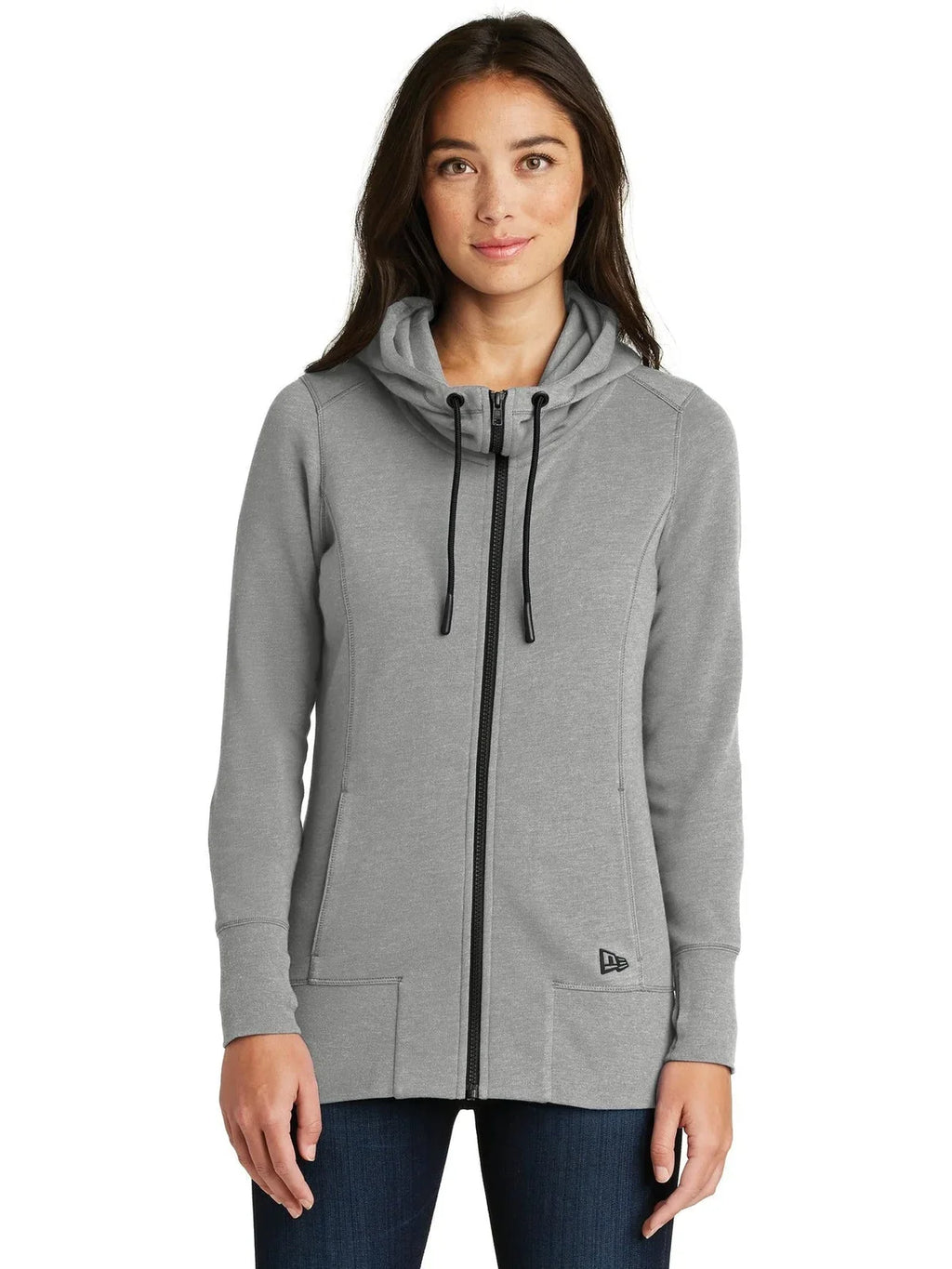 New Era Women's Tri-Blend Fleece Full-Zip Hoodie with custom logo embroidery