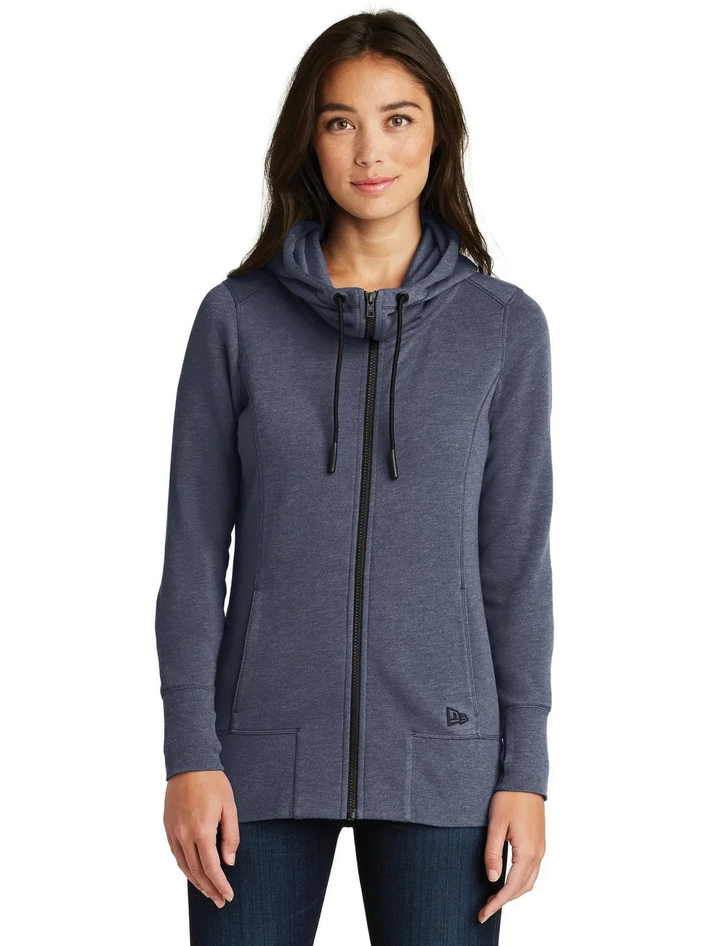 New Era Women's Tri-Blend Fleece Full-Zip Hoodie with custom logo embroidery