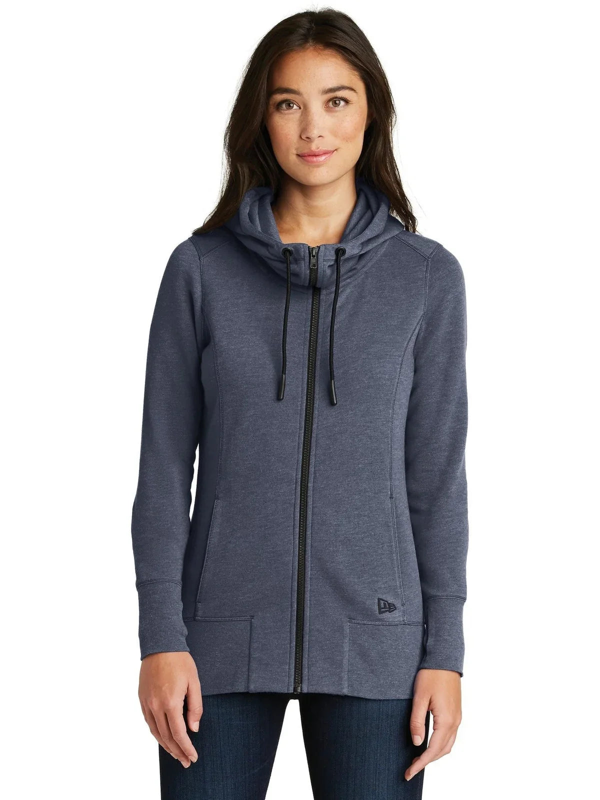 New Era Women's Tri-Blend Fleece Full-Zip Hoodie with custom logo embroidery