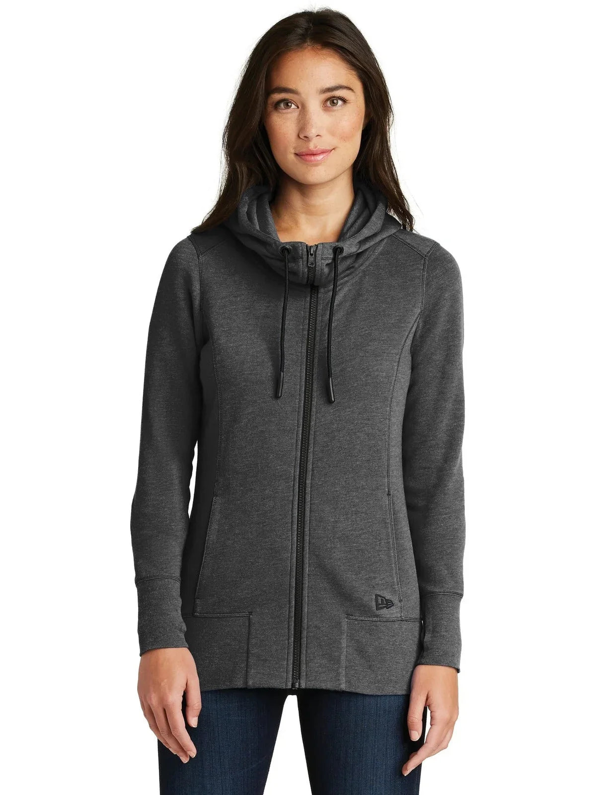 New Era Women's Tri-Blend Fleece Full-Zip Hoodie with custom logo embroidery