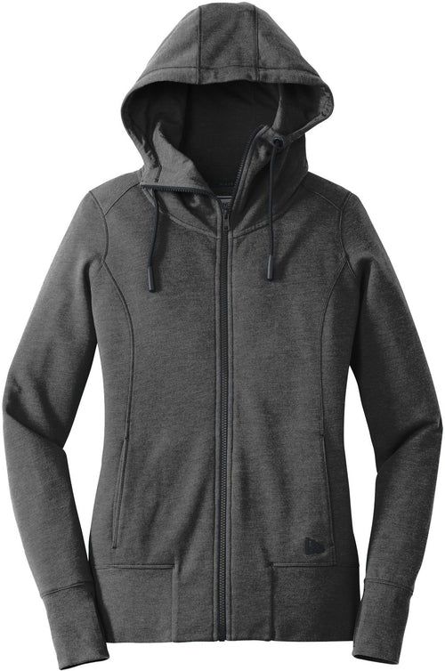 New Era Women's Tri-Blend Fleece Full-Zip Hoodie with custom logo embroidery