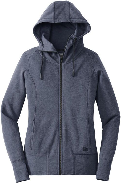 New Era Women's Tri-Blend Fleece Full-Zip Hoodie with custom logo embroidery