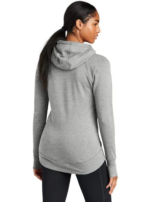 New Era Ladies Tri-Blend Fleece Pullover Hoodie with custom logo embroidery