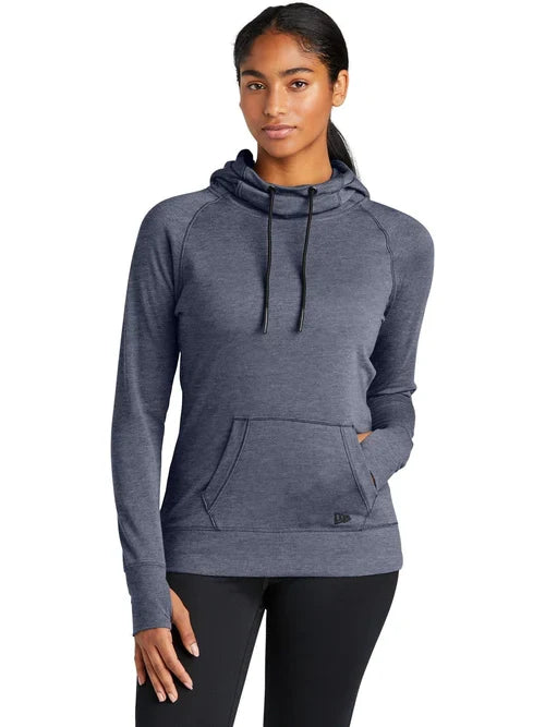 New Era Ladies Tri-Blend Fleece Pullover Hoodie with custom logo embroidery