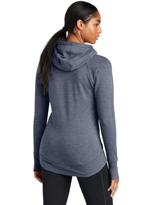 New Era Ladies Tri-Blend Fleece Pullover Hoodie with custom logo embroidery