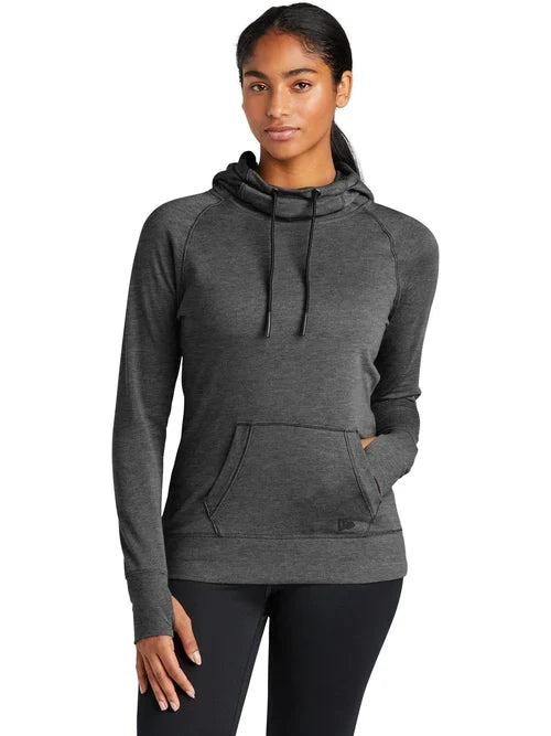 New Era Ladies Tri-Blend Fleece Pullover Hoodie with custom logo embroidery