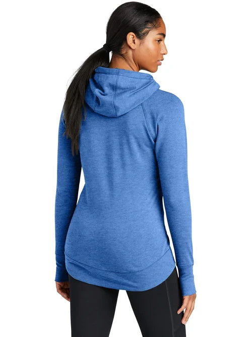 New Era Ladies Tri-Blend Fleece Pullover Hoodie with custom logo embroidery