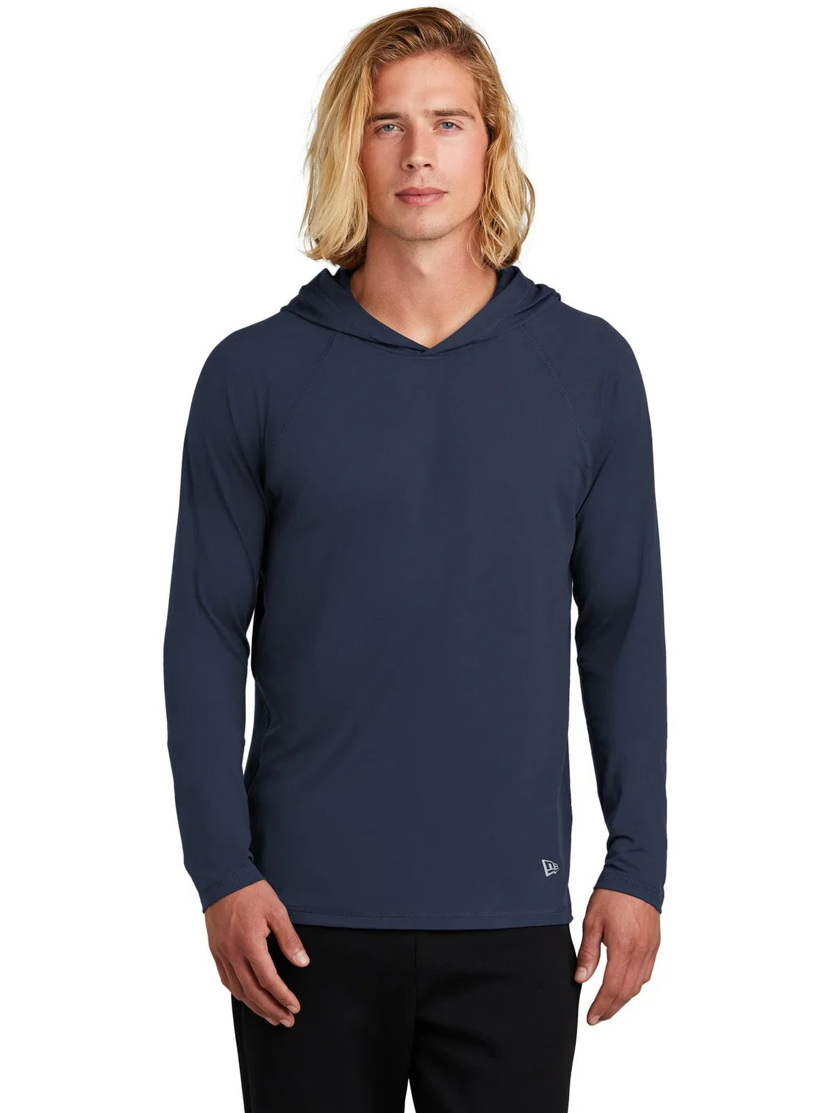 New Era Power Long Sleeve Hoodie with custom logo embroidery