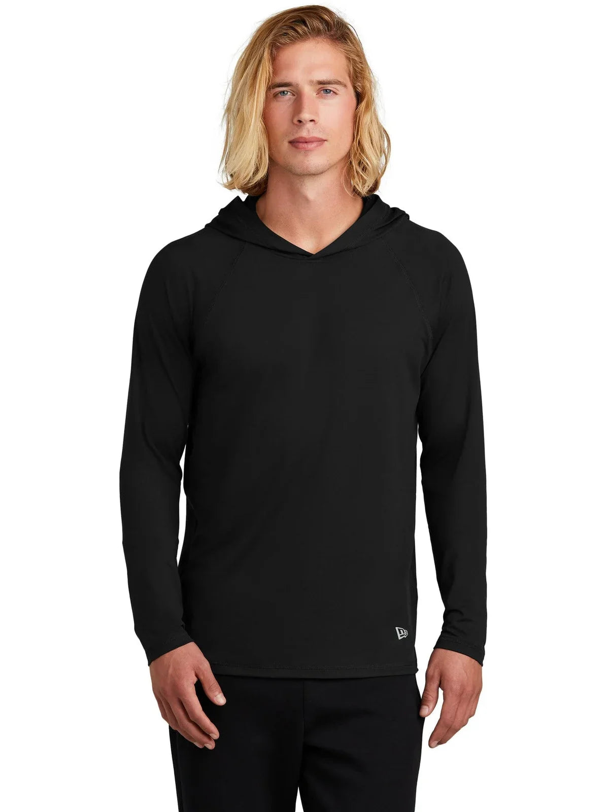 New Era Power Long Sleeve Hoodie with custom logo embroidery