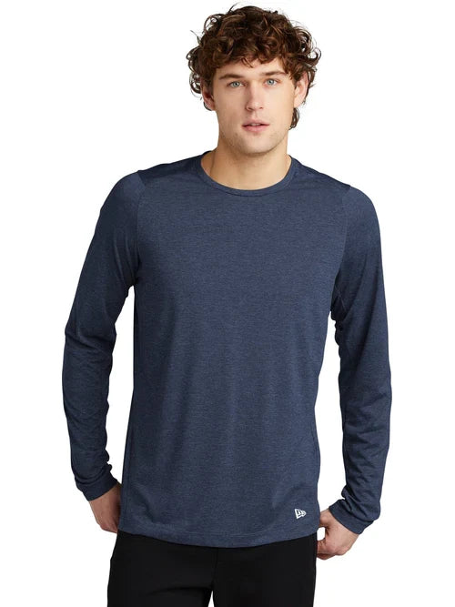 New Era Series Performance Long Sleeve Crew Tee with custom logo embroidery