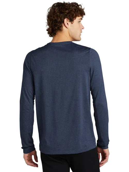 New Era Series Performance Long Sleeve Crew Tee with custom logo embroidery