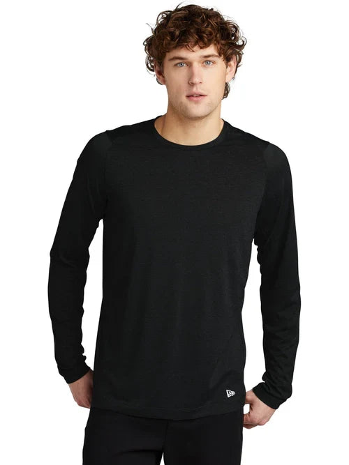 New Era Series Performance Long Sleeve Crew Tee with custom logo embroidery