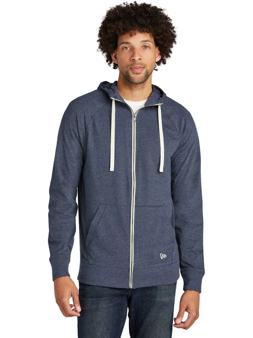 New Era Sueded Cotton Blend Full-Zip Hoodie with custom logo embroidery