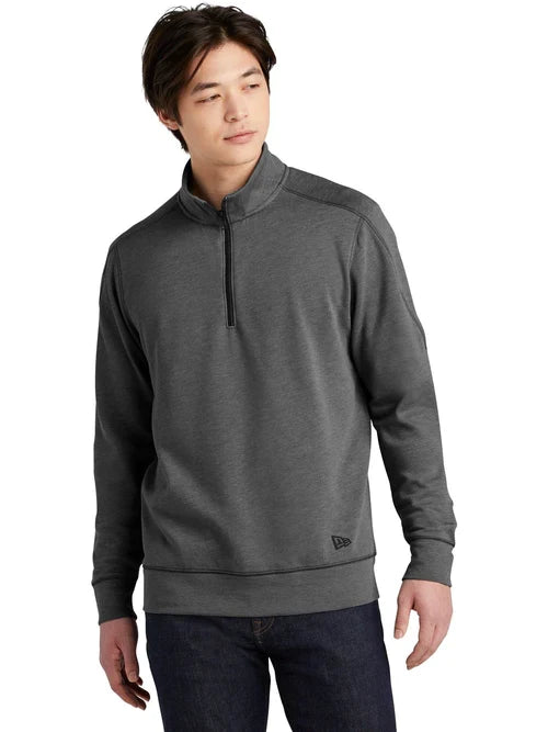 New Era Tri-Blend Fleece 1/4-Zip Pullover with custom logo embroidery