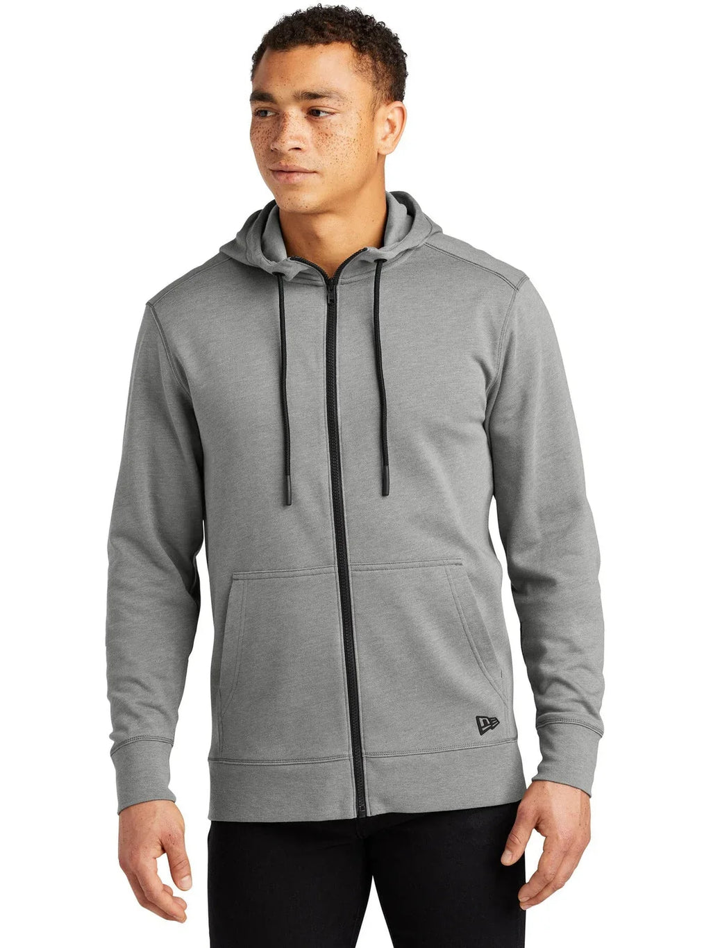 New Era Tri-Blend Fleece Full-Zip Hoodie with custom logo embroidery