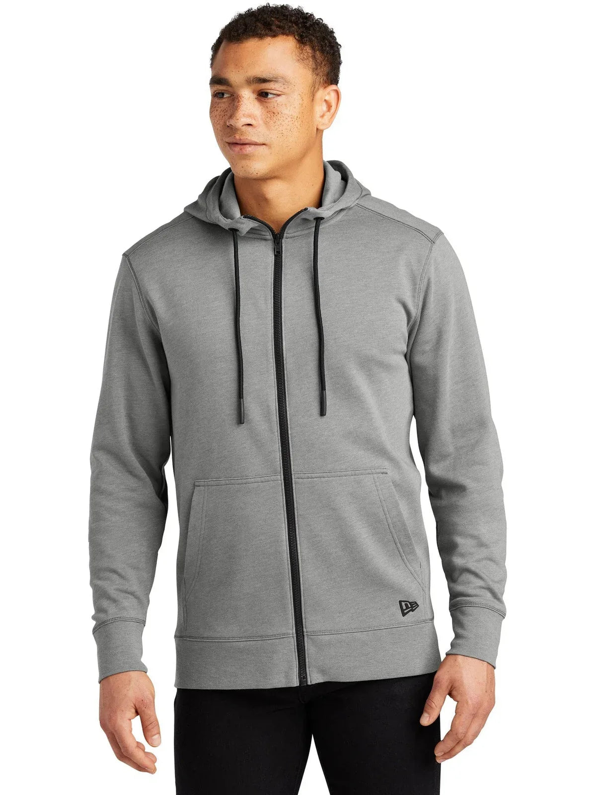 New Era Tri-Blend Fleece Full-Zip Hoodie with custom logo embroidery