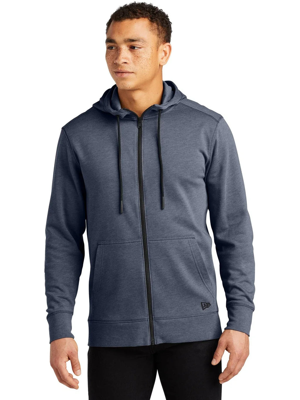 New Era Tri-Blend Fleece Full-Zip Hoodie with custom logo embroidery