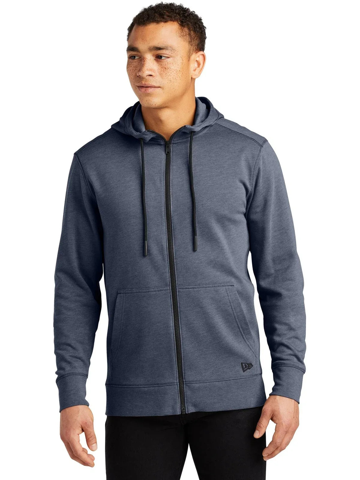 New Era Tri-Blend Fleece Full-Zip Hoodie with custom logo embroidery