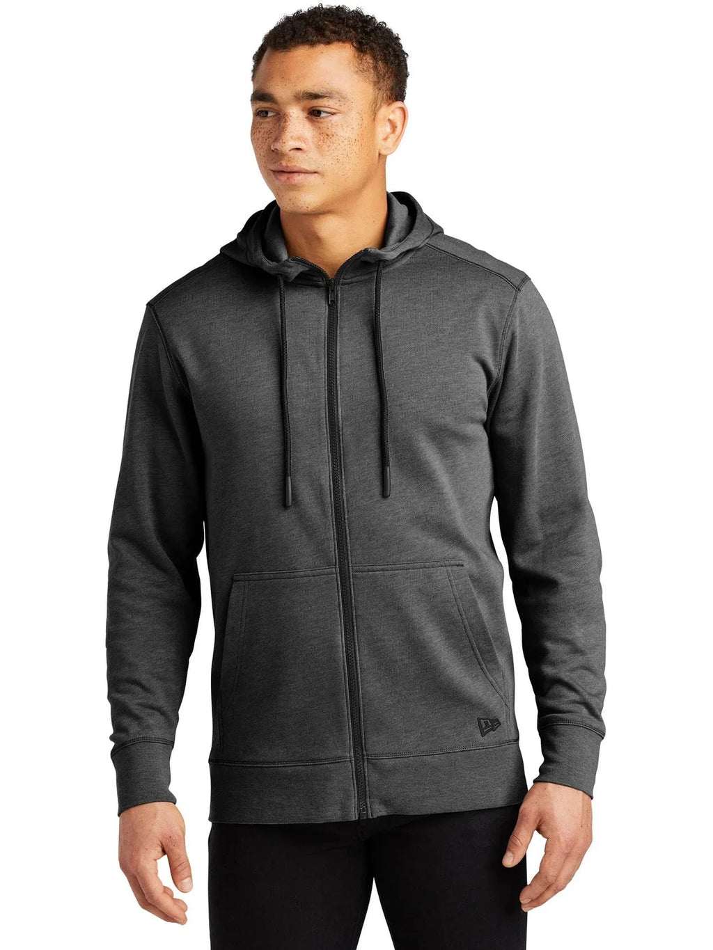 New Era Tri-Blend Fleece Full-Zip Hoodie with custom logo embroidery