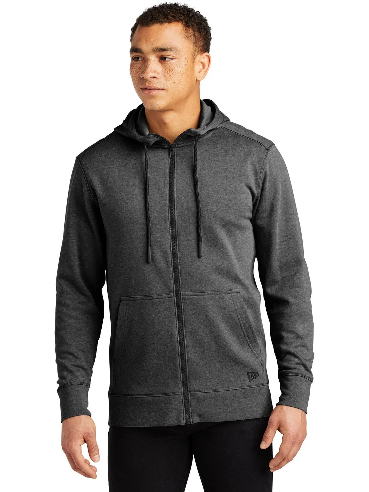 New Era Tri-Blend Fleece Full-Zip Hoodie with custom logo embroidery