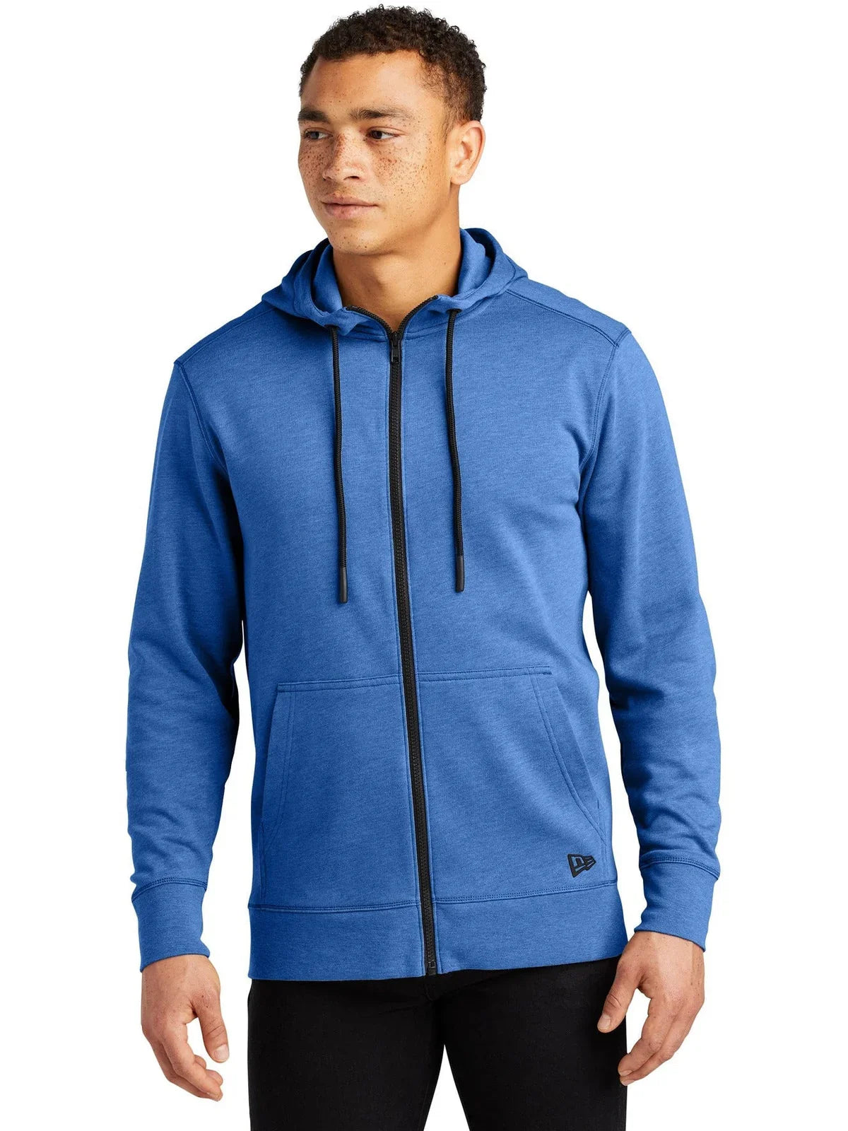 New Era Tri-Blend Fleece Full-Zip Hoodie with custom logo embroidery