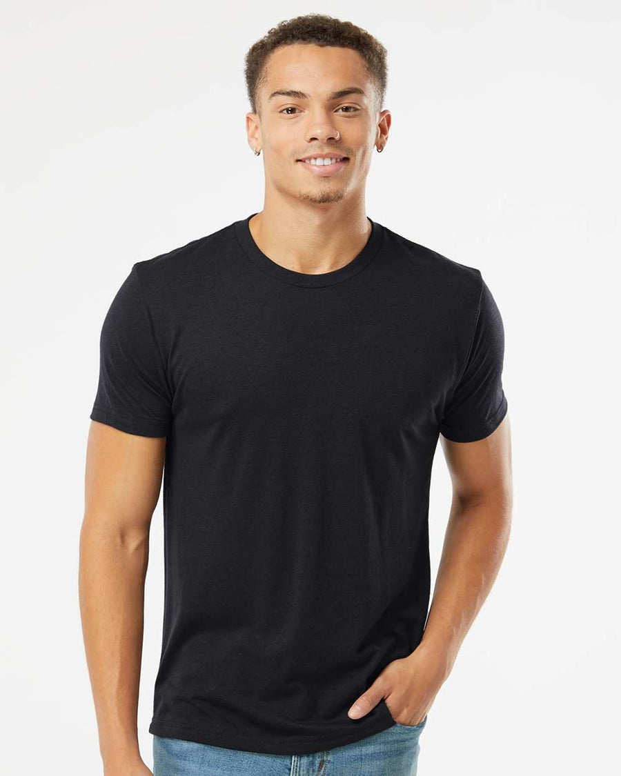 Next Level Apparel Unisex Tri-Blend Tee with custom logo embroidery