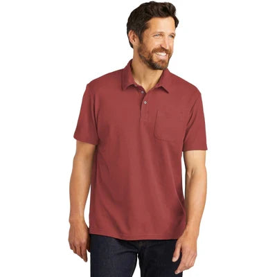 Port Authority C-FREE Cotton Blend Pique Pocket Polo with custom logo embroidery