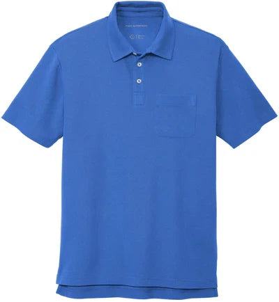 Port Authority C-FREE Cotton Blend Pique Pocket Polo with custom logo embroidery