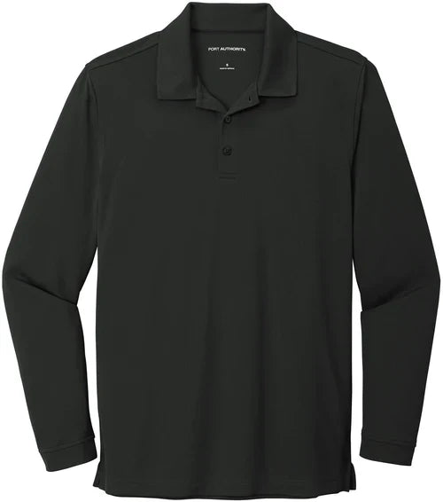 Port Authority Dry Zone UV Micro-Mesh Long Sleeve Polo with custom logo embroidery