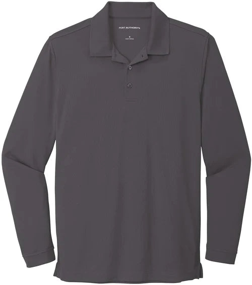 Port Authority Dry Zone UV Micro-Mesh Long Sleeve Polo with custom logo embroidery