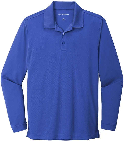 Port Authority Dry Zone UV Micro-Mesh Long Sleeve Polo with custom logo embroidery