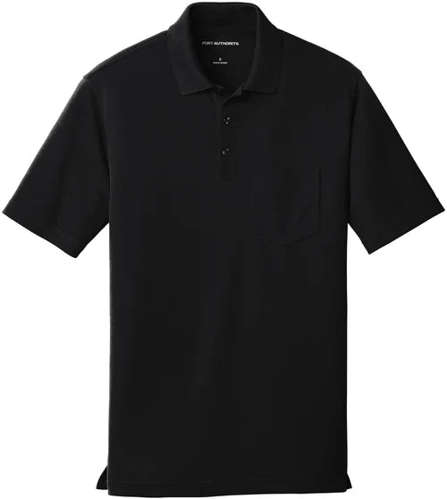 Port Authority Dry Zone UV Micro-Mesh Pocket Polo with custom logo embroidery