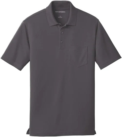Port Authority Dry Zone UV Micro-Mesh Pocket Polo with custom logo embroidery