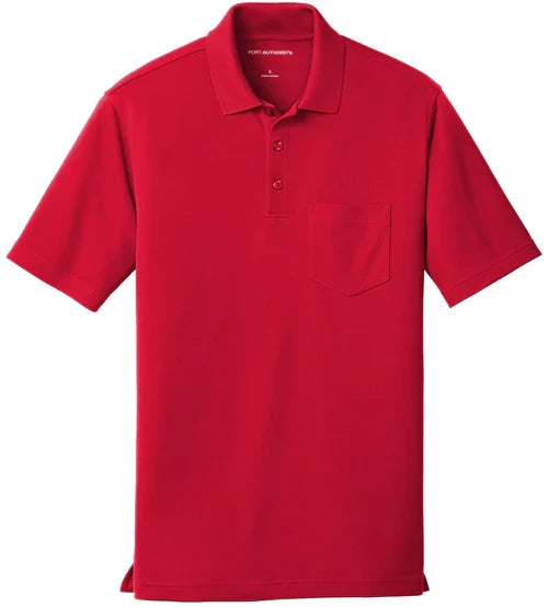 Port Authority Dry Zone UV Micro-Mesh Pocket Polo with custom logo embroidery