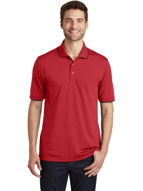 Port Authority Dry Zone UV Micro-Mesh Tipped Polo with custom logo embroidery