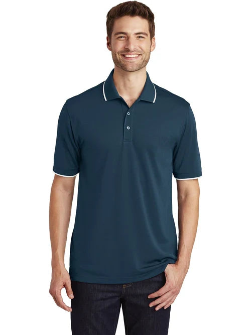 Port Authority Dry Zone UV Micro-Mesh Tipped Polo with custom logo embroidery