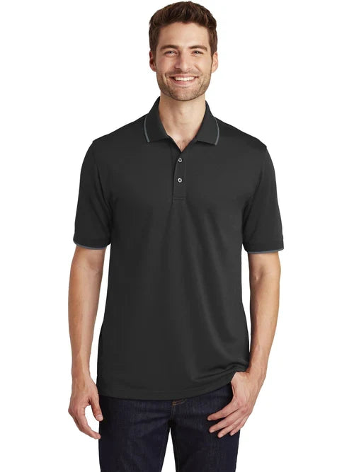 Port Authority Dry Zone UV Micro-Mesh Tipped Polo with custom logo embroidery