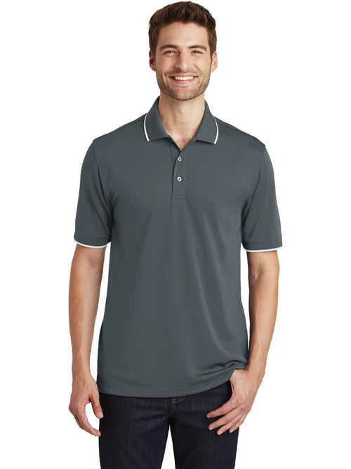 Port Authority Dry Zone UV Micro-Mesh Tipped Polo with custom logo embroidery