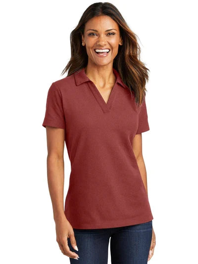 Port Authority Ladies C-FREE Cotton Blend Pique Polo with custom logo embroidery