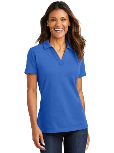 Port Authority Ladies C-FREE Cotton Blend Pique Polo with custom logo embroidery