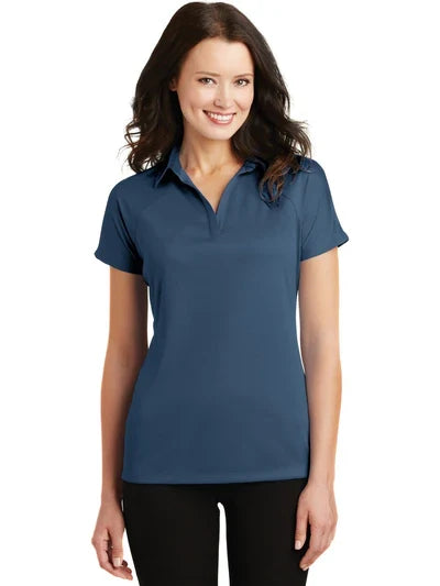Port Authority Women's Crossover Raglan Polo with custom logo embroidery