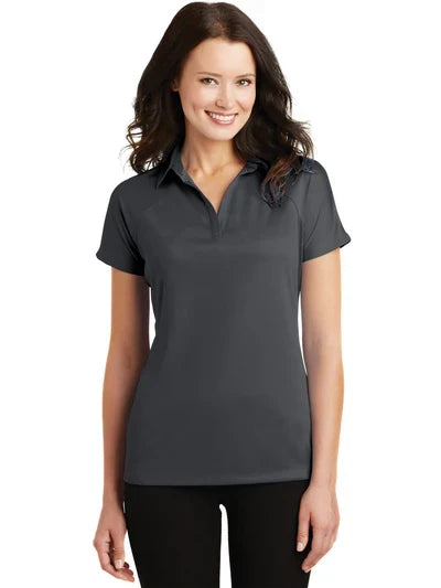 Port Authority Women's Crossover Raglan Polo with custom logo embroidery