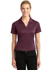 Sport-Tek Ladies Dri-Mesh V-Neck Polo with custom logo embroidery