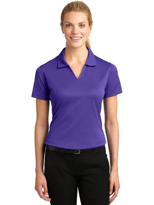 Sport-Tek Ladies Dri-Mesh V-Neck Polo with custom logo embroidery