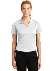Sport-Tek Ladies Dri-Mesh V-Neck Polo with custom logo embroidery